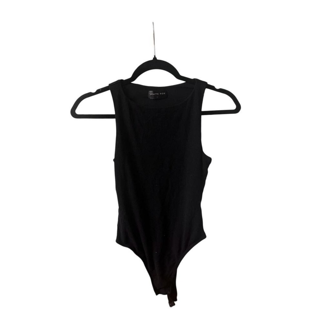 White Fox Black Bodysuit Top Sleeveless - Small